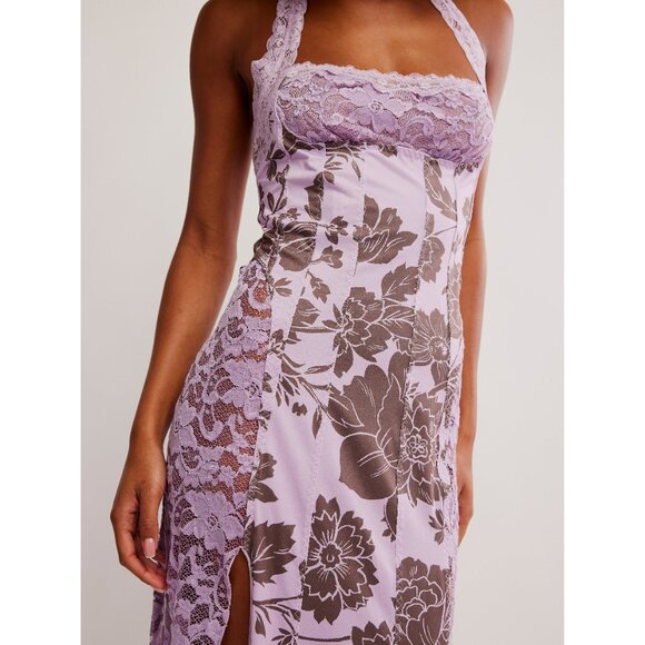 FREE PEOPLE Love You Most Printed Maxi Slip / Lavender Combo - Picture 4 of 7